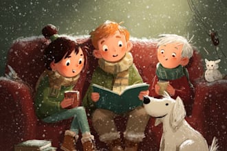 create cute christmas cartoon snowman illustrations