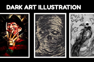 design custom tarot card illustrations, oracle, zodiac, vintage and dark art