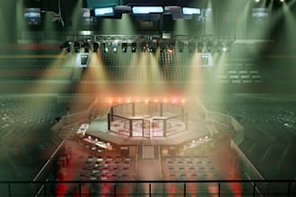 design 3d MMA training centre, boxing gym, indoor sports facility, ufc stadium
