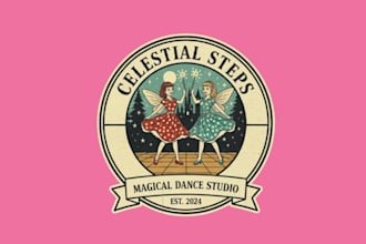 create magics girls dance vintage logo design with company