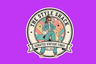 make vintage trendy logo design with unlimited review