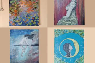 hand paint an acrylic artwork from your reference or idea