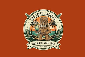 do tiki ber vintage logo design with 1 day delivery