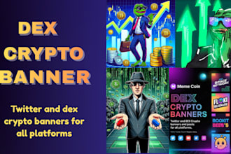 create crypto dex screener design logo and meme coin visuals