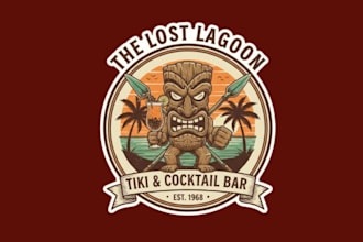 do tiki ber vintage logo design with unlimited review