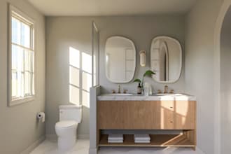 modern bathroom interior design and 3d rendering