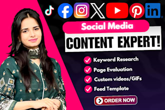 create facebook, instagram, tiktok, linkedin, pinterest, twitter youtube content