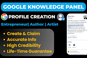 develop a complete and verified google knowledge panel for you