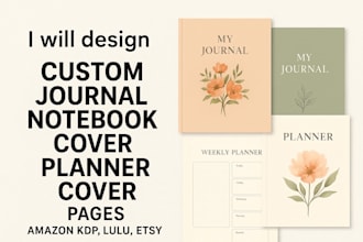 design custom journal notebook cover planner cover, pages amazon kdp lulu etsy