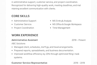 create a powerful, modern, and job winning resume for you