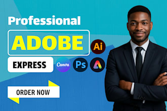 design graphics using adobe express, adobe photoshop, adobe illustrator, canva