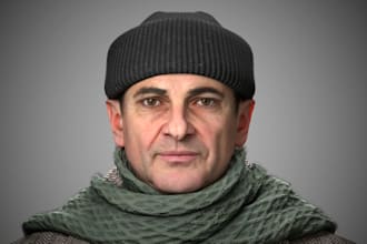 create realistic humanoid character 3d metahuman zbrush bust model