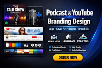 design professional youtube and podcast logo cover art branding