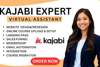 edit kajabi website design kajabi online course  sales funnel kajabi expert VA