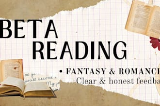 beta read your fantasy or romance story with honest feedback