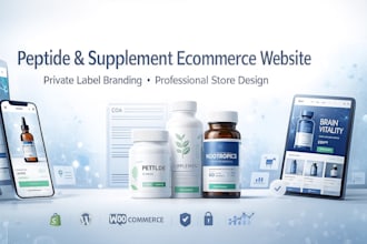 build a private label peptide, sarms, nutraceutical or supplement ecommerce webs