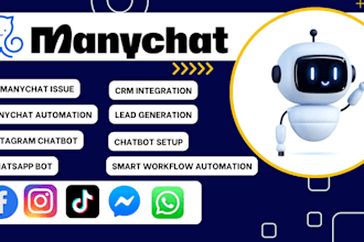build manychat bots automation chatbot telegram whatsapp bot discord bot