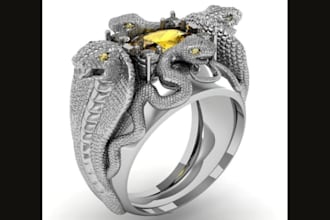 custom 3d jewelry cad model animalistic rings  design for rendering, stl file