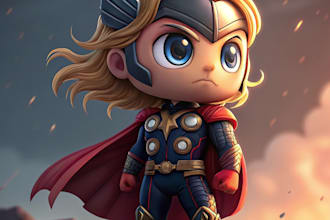 draw your character in cartoonish or marvel or anime style