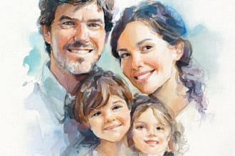 create a watercolor family portrait