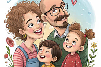 draw family caricature portraits, caricature cartoon