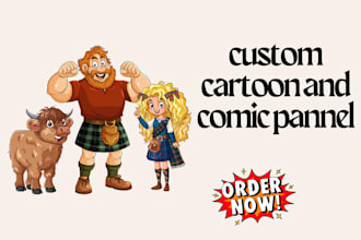 draw custom cartoon, comic panels