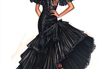 draw a professional fashion illustration