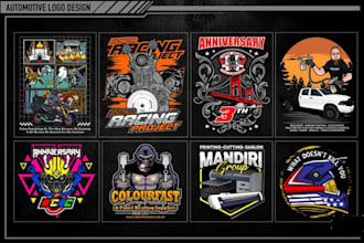 design custom track racing car t shirt logo with unlimited revision