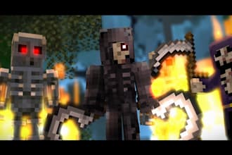 do high quality 3d minecraft animation for intros and stories