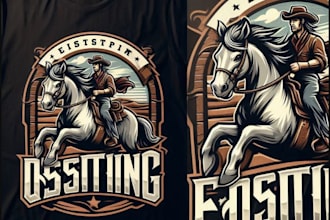 create vintage t shirt horse western cowboy logo