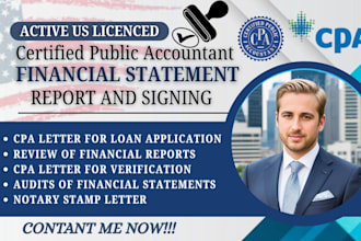 auditi financial statement sign US CPA notary income verification comfort letter