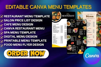 design editable menu templates for restaurants cafes salons and small businesses