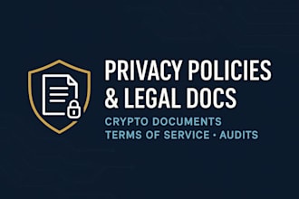 write privacy policy, crypto project document, contract audit, terms of service