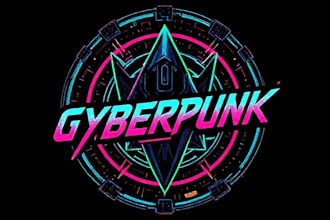 create custom futuristic cyberpunk, mech, y2k logo design