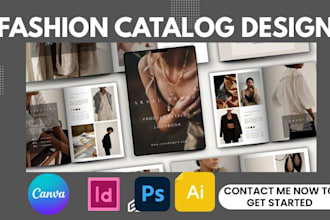 design luxury fashion, clothing product catalog, lookbook, brochure, line sheet