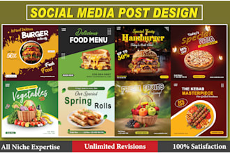 design professional food, restaurant, and fast food social media posts and ad