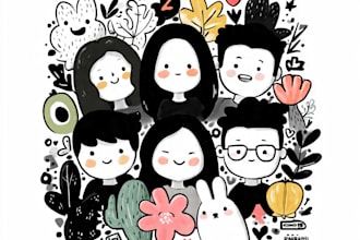 do kawaii doodle illustration custom doodle art and sticker designs