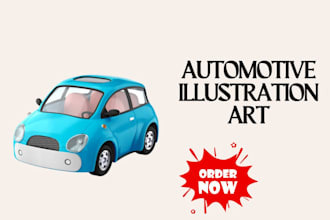 draw cartoon car and automative illustration art