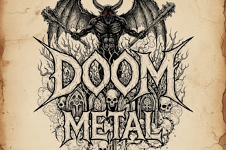 hand draw a detailed doom metal logo