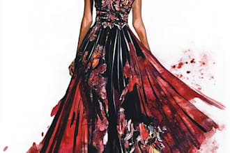 custom fashion collection illustrations and sketche