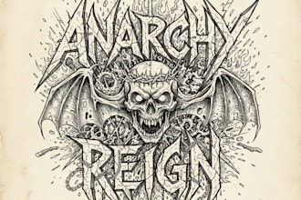 hand draw a chaotic thrash logo