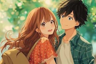 draw adorable anime couple illustrations