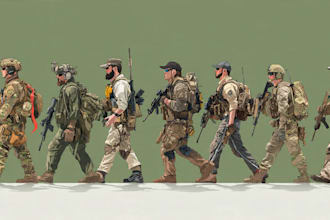 draw military themed illustrations