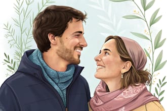 draw couple portrait illustration