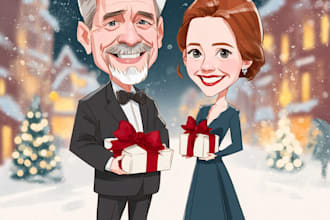 draw caricatures for christmas, birthday couples and wedding