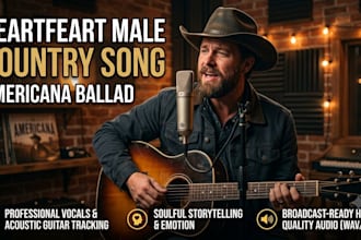 sing country song, record melodic country music with guitar and male lead vocal