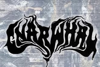 do a vintage stoner rock metal logo with collage