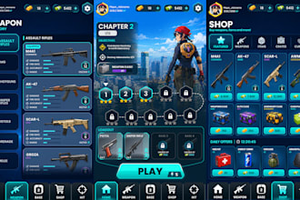 create modern UI UX design for 2d and 3d games, mobile and PC game interfaces