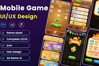 create modern UI UX design for 2d and 3d games, mobile and PC game interfaces