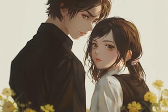 custom anime couple character art